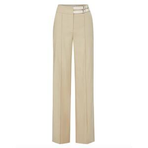 $448 Veronica Beard Linen Pants Size 8 NEW Cruz Pant with Belt Stone Khaki